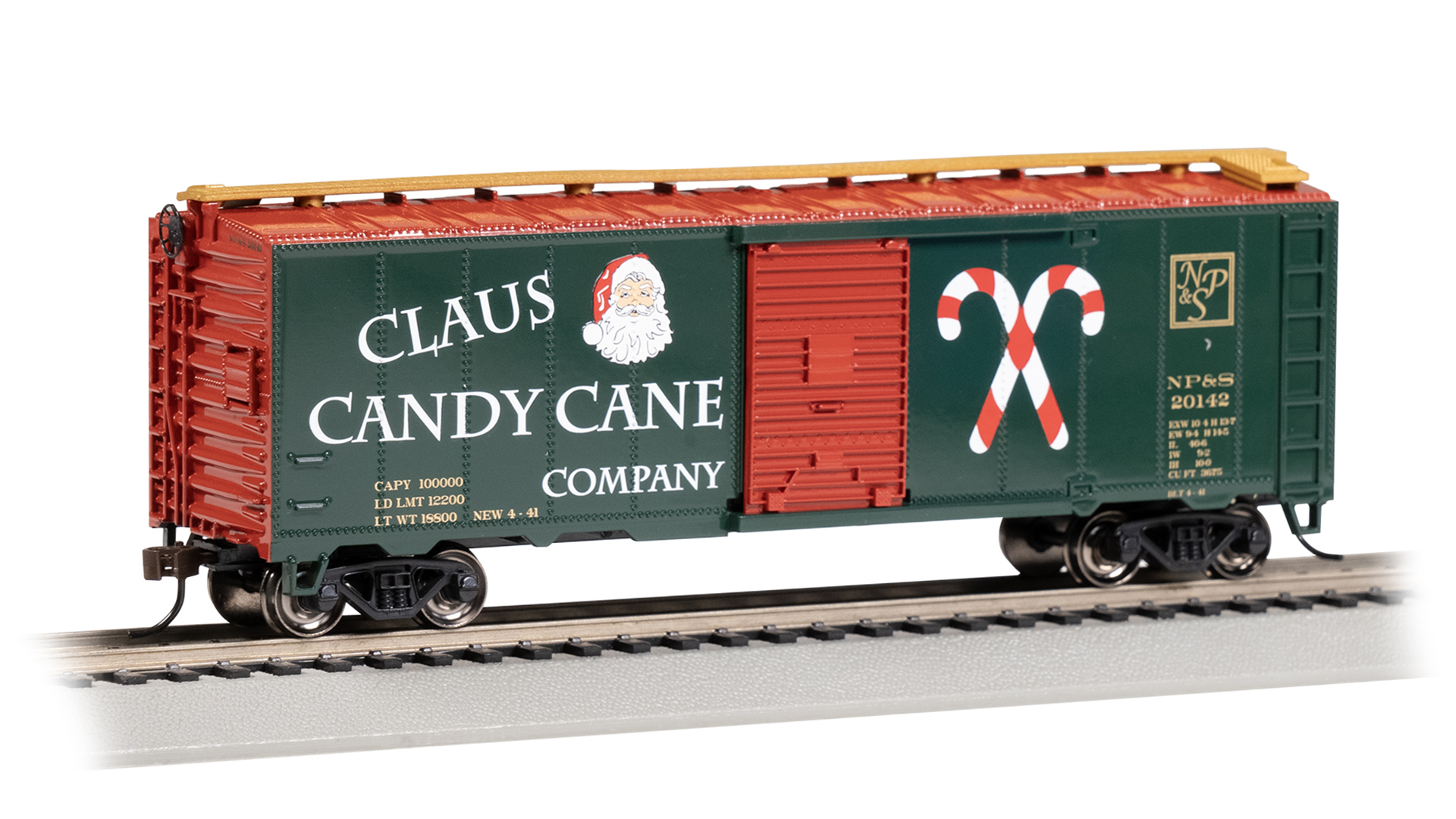 (image for) 40' Box Car - Claus Candy Cane Co. (HO Scale) (WF)