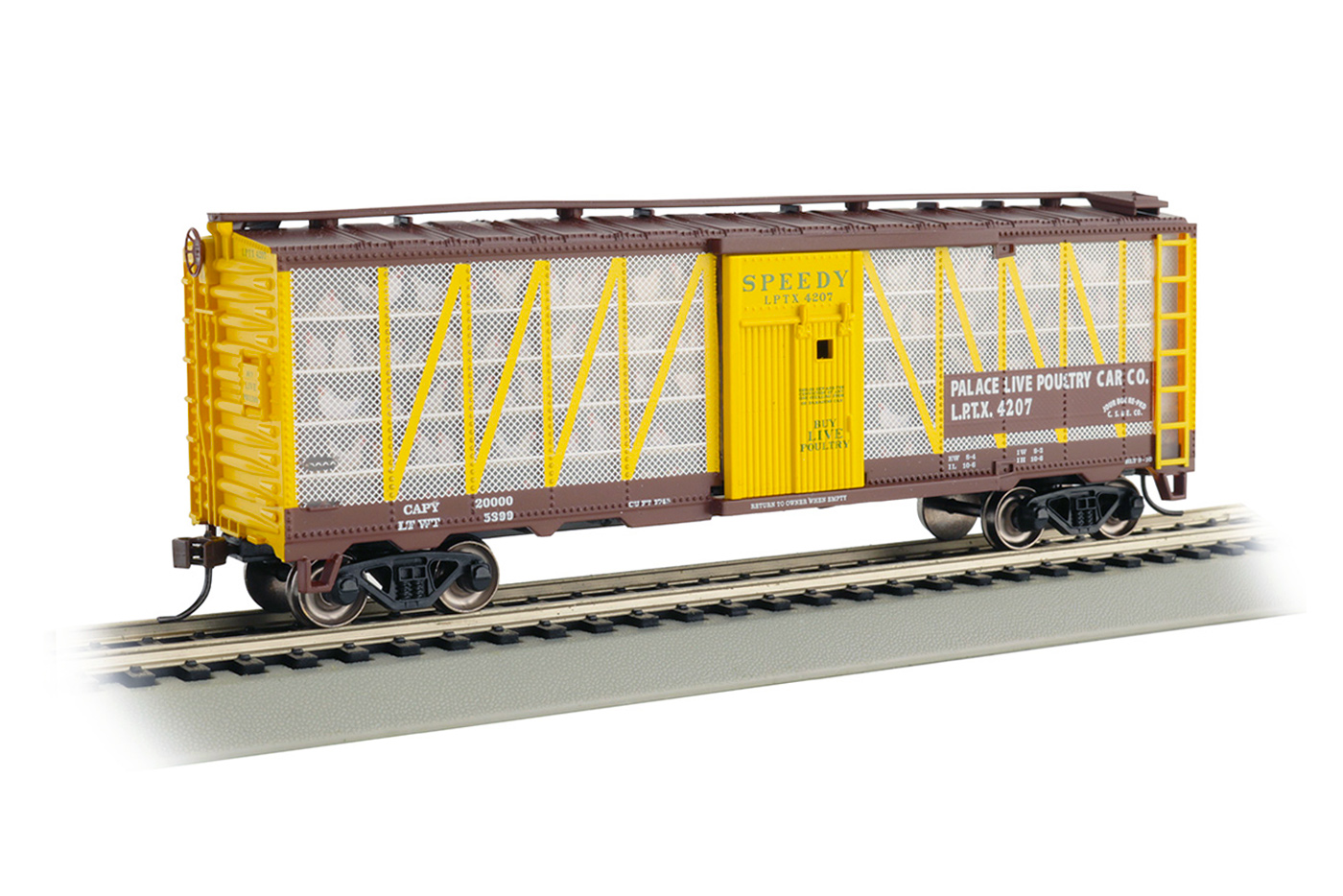 (image for) 40' Palace Live Poultry Car Co. #4207 (Speedy with Chickens)