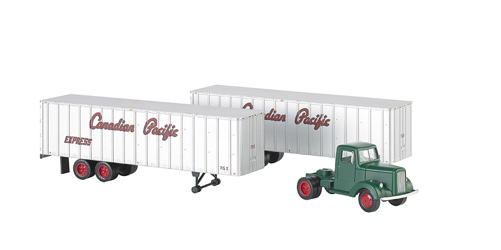 (image for) Green Truck Cab & 2 Piggyback Trailers - Canadian Pacific (WF)