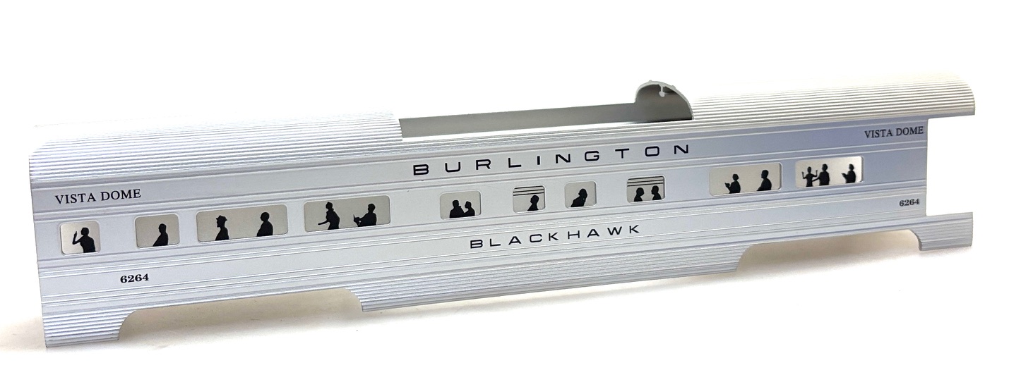 (image for) VISTA DOME SHELL BURLINGTON - BLACK HAWK #6264 (O SCALE ALUMINUM)