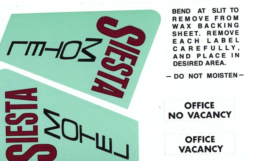 (image for) HO Scale Motel With Pool - Label Sheet (HO Plasticville®)